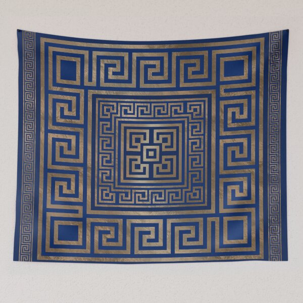 Item preview, Ornamento de la llave griega - Meandro griego - oro sobre azul designed and sold by k9printart.