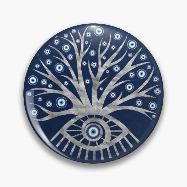 Item preview, Greek Eye Tree - Mati Mataki - Matiasma Silver and blue designed and sold by k9printart.