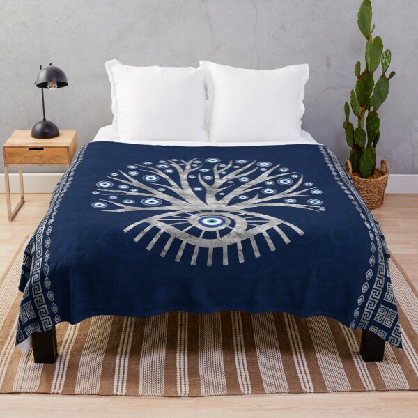 Item preview, Greek Eye Tree - Mati Mataki - Matiasma Silver and blue designed and sold by k9printart.