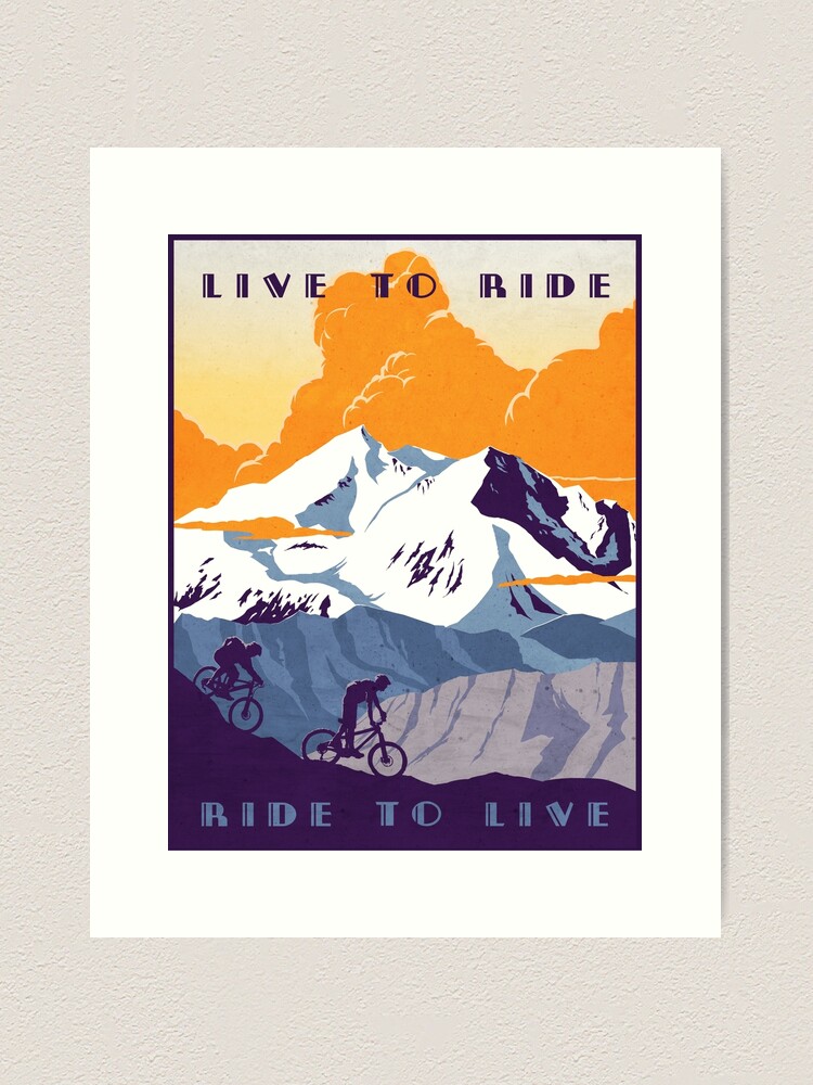 Alternate view of Live to Ride, Ride to Live retro cycling poster Art Print