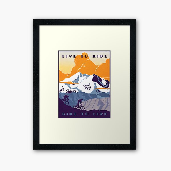 Live to Ride, Ride to Live retro cycling poster Framed Art Print