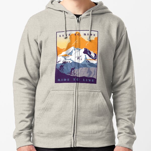 Live to Ride, Ride to Live retro cycling poster Zipped Hoodie