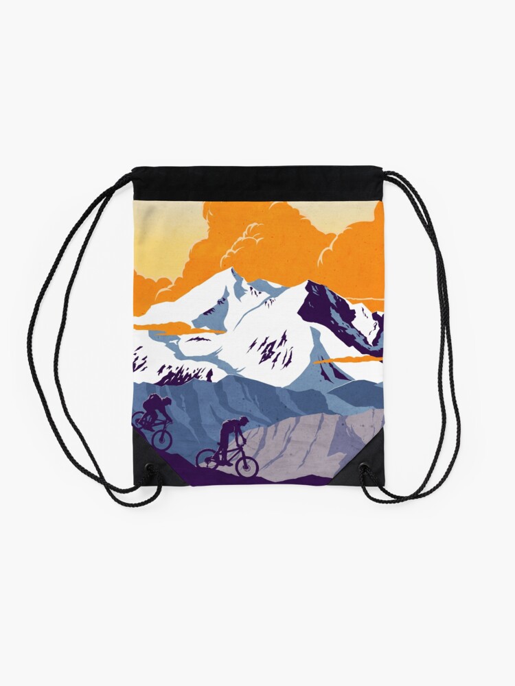 Alternate view of Live to Ride, Ride to Live retro cycling poster Drawstring Bag