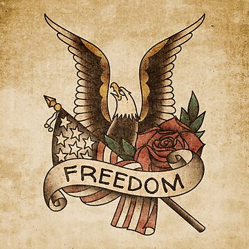 Artwork thumbnail, Salty-Dog2 American Traditional Patriotic Eagle with Rose by Salty-Dog2