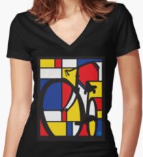 Mondrian Bicycle Women's Fitted V-Neck T-Shirt
