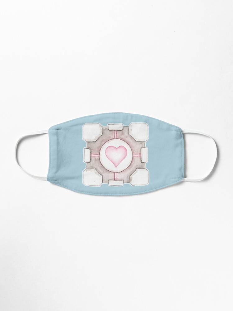 Companion Cube Mask By Alexjaynel Redbubble - aperture science logo grey public edition roblox