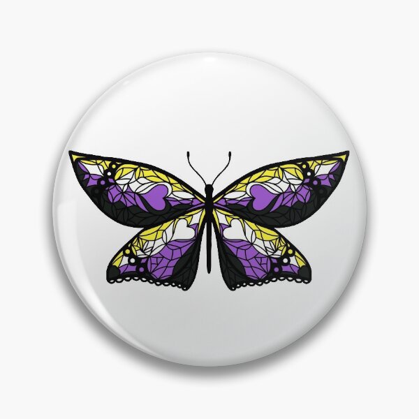 Fly With Pride: Nonbinary Flag Butterfly Pin