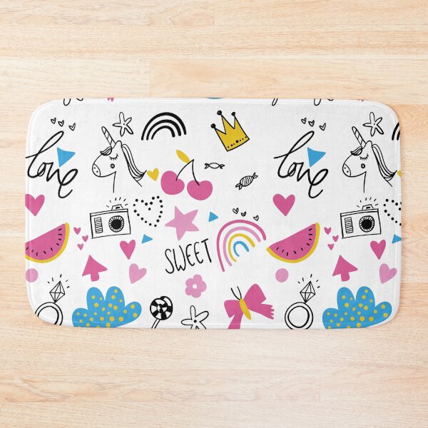 Item preview, Cute Doodle Pattern-Unicorns Rainbows,Hearts,Stars,Fruits designed and sold by AnastasiaDesign.