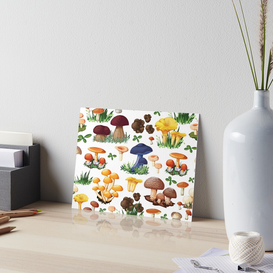 Colorful Mushrooms Art Board Print for Sale by AnastasiaDesign