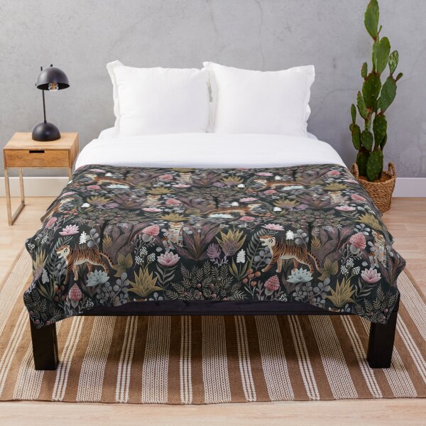 Moody jungle Throw Blanket