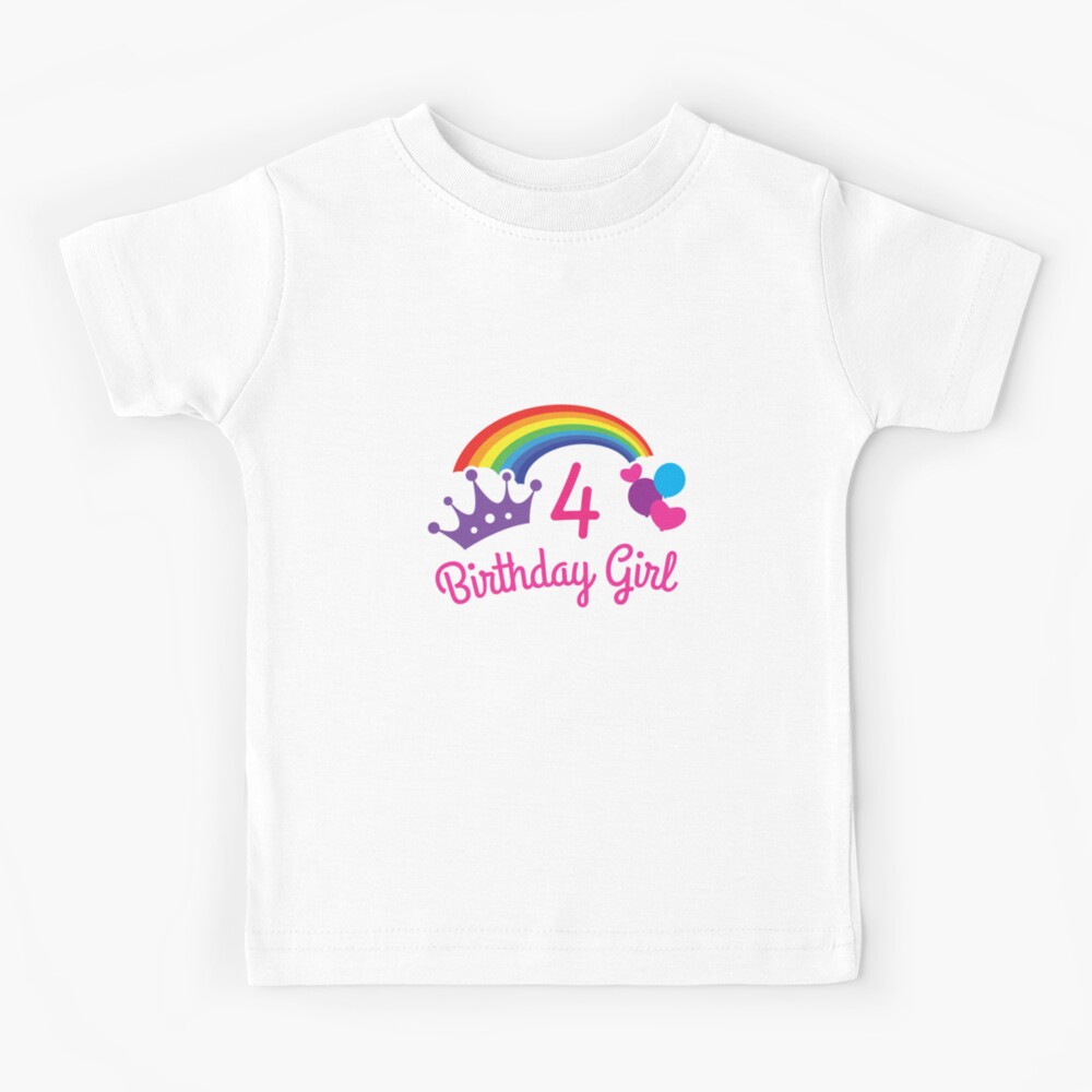 Four Retro Rainbow Birthday Shirts for Toddler Girls 4th Birthday Outfits