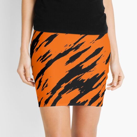 Tiger Print Bengal, Orange Black Animal Pattern Mini Skirt