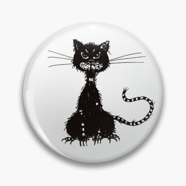 Cat Skull Silhouette Pin laser cut acrylic black and yellow