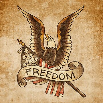 Artwork thumbnail, Salty-Dog2 American Traditional Patriotic Eagle and Flag by Salty-Dog2