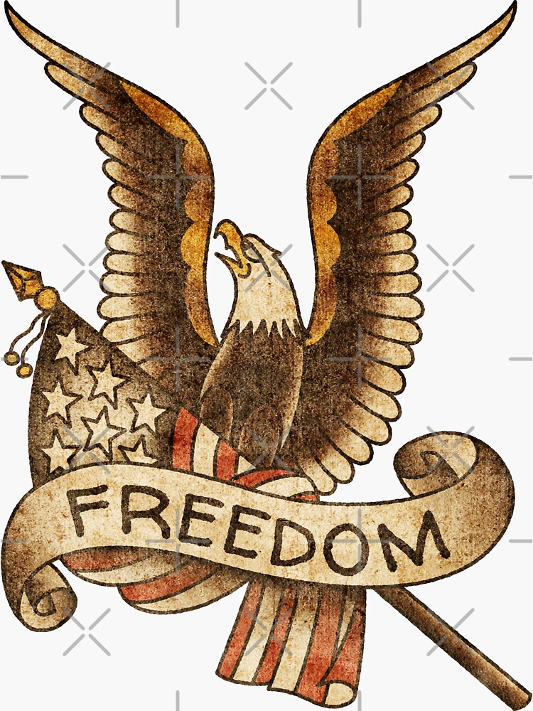 Thumbnail 3 of 3, Sticker, Salty-Dog2 American Traditional Patriotic Eagle and Flag designed and sold by Salty-Dog2.