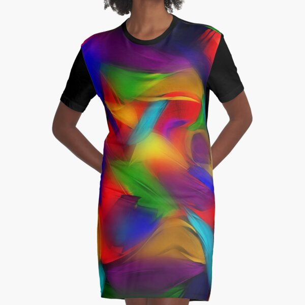 Rainbow Dapple Graphic T-Shirt Dress