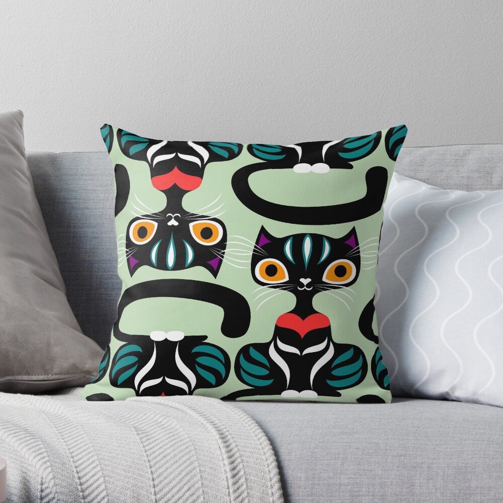 power cat Throw Pillow