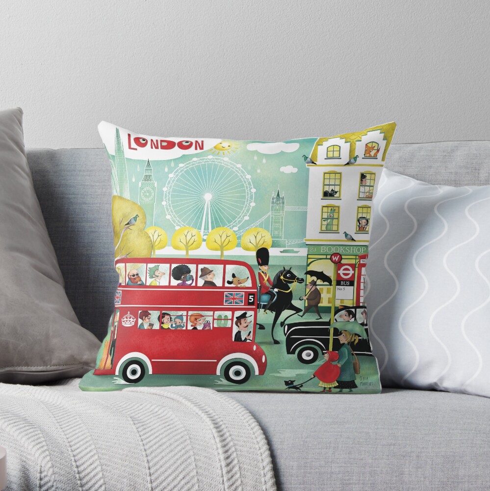 Happy London Throw Pillow