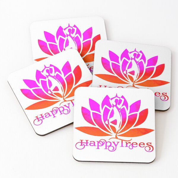 Item preview, Pink and Orange Happy Trees Watercolor Yoga Pose and Lotus Art v1 designed and sold by Fashionmonger.