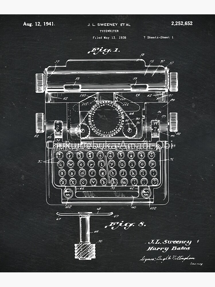 "Sweeney Typewriter Patent Drawing" Poster by EbukaAmadiObi19 Redbubble
