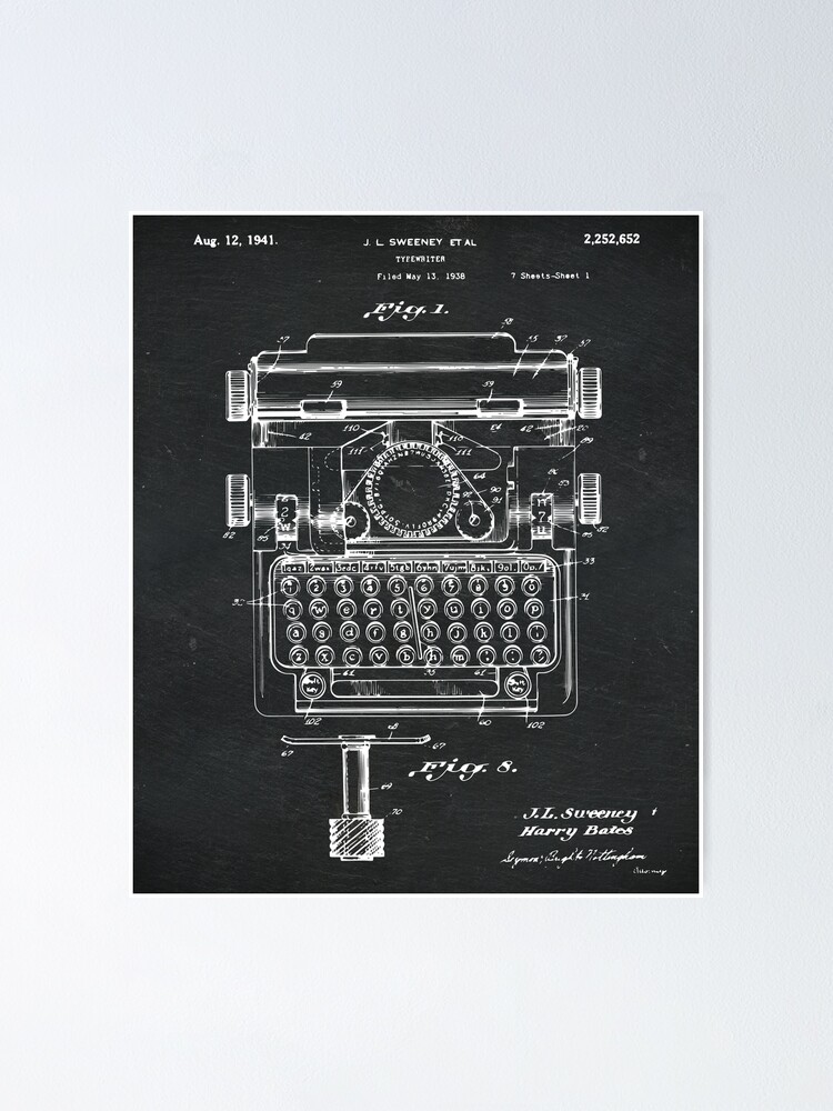 "Sweeney Typewriter Patent Drawing" Poster by EbukaAmadiObi19 Redbubble