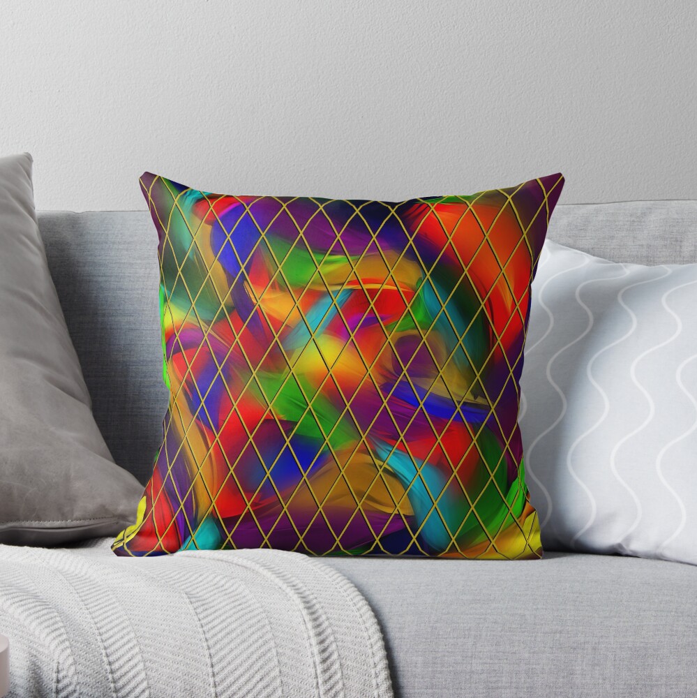 Golden Diamonds, Rainbow Void Throw Pillow