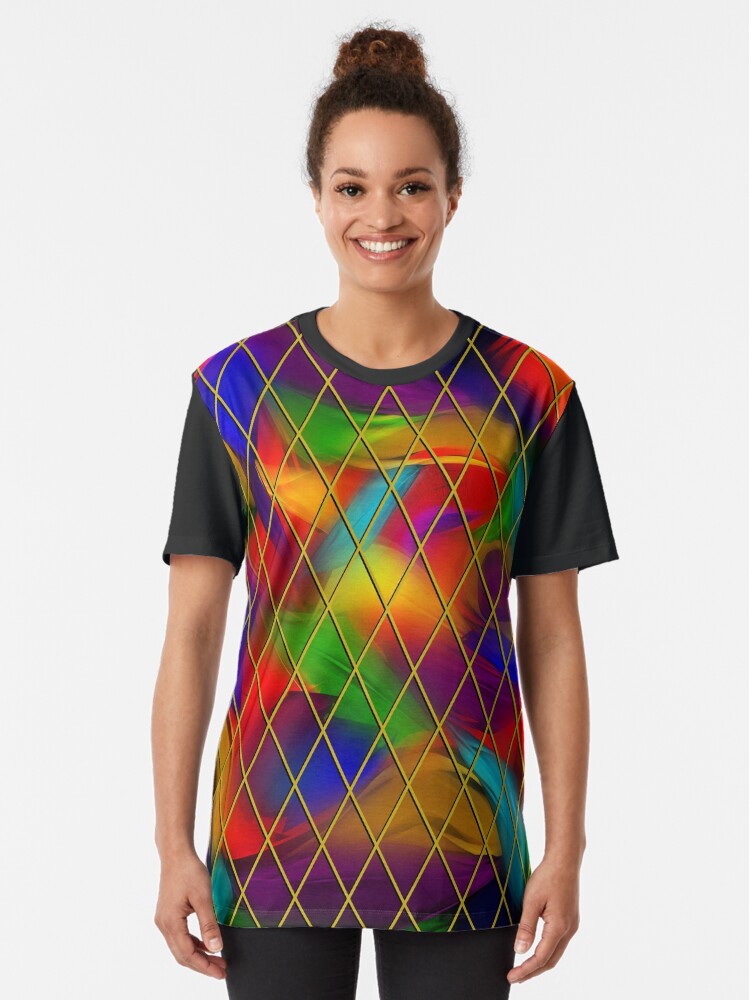Alternate view of Golden Diamonds, Rainbow Void Graphic T-Shirt