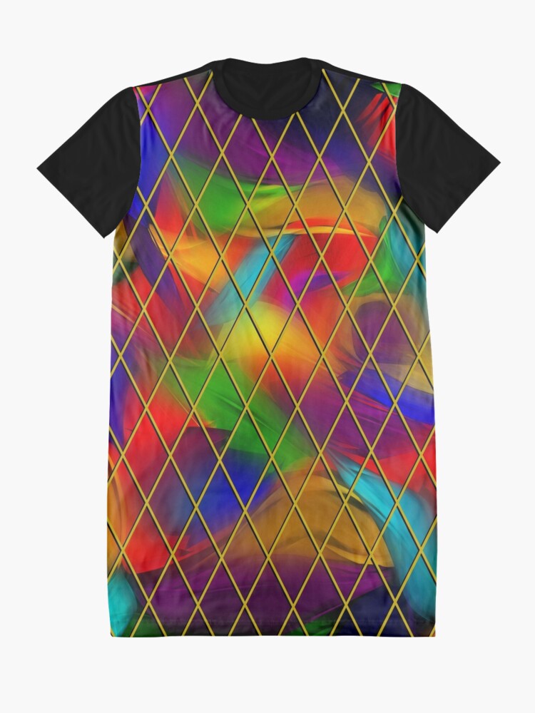 Alternate view of Golden Diamonds, Rainbow Void Graphic T-Shirt Dress