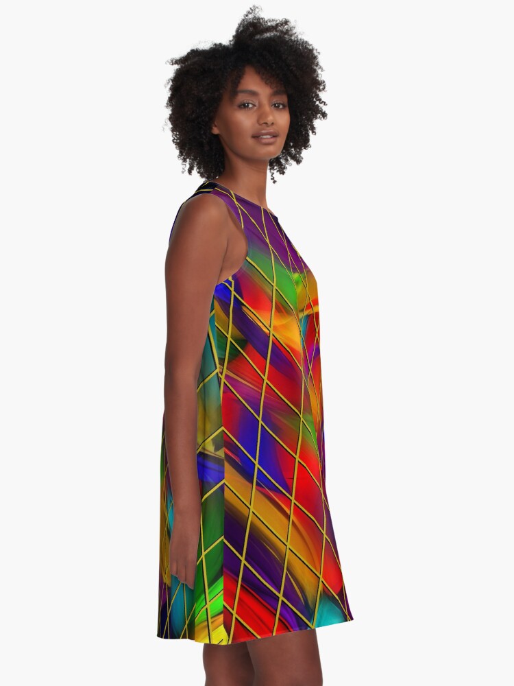 Alternate view of Golden Diamonds, Rainbow Void A-Line Dress