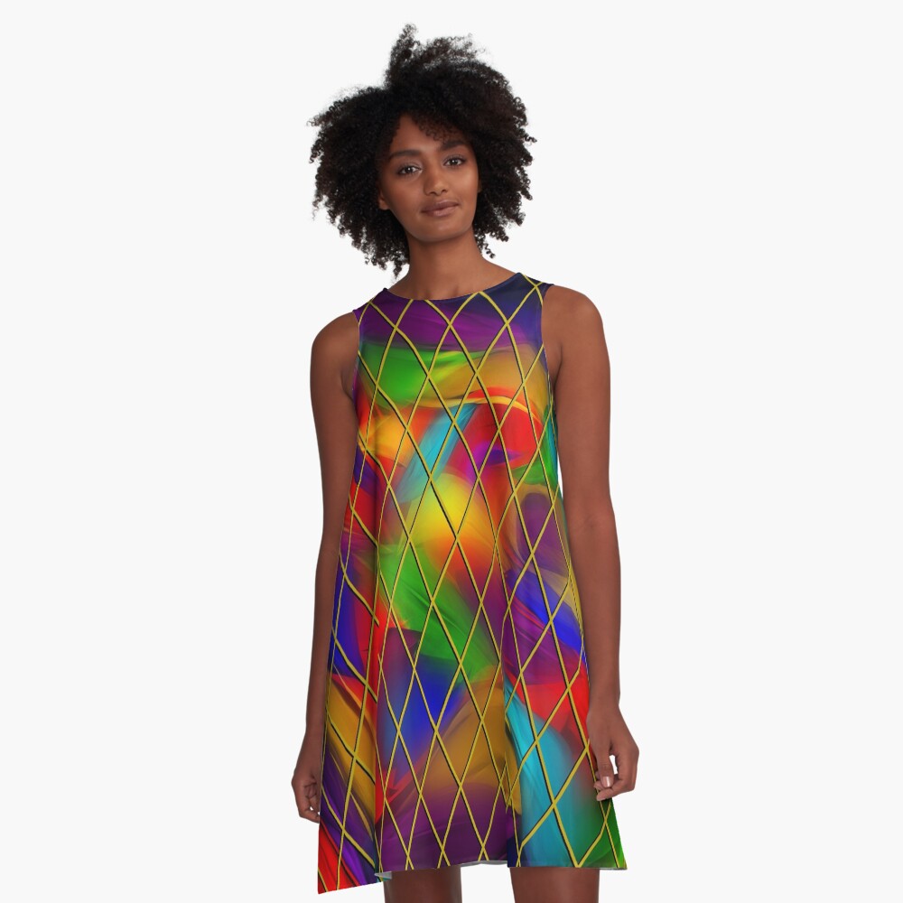 Golden Diamonds, Rainbow Void A-Line Dress
