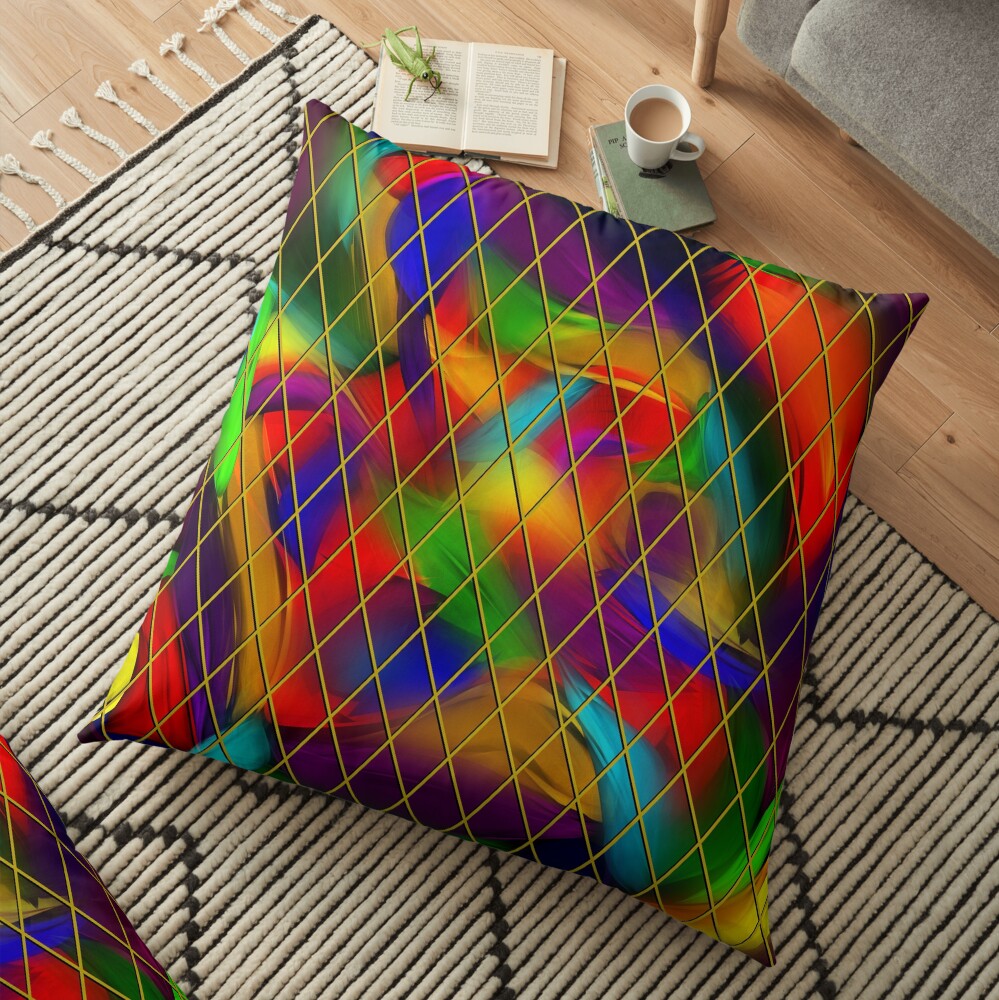 Golden Diamonds, Rainbow Void Floor Pillow