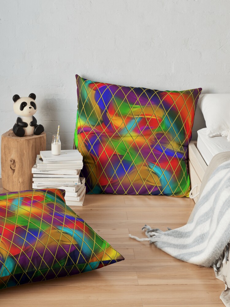 Alternate view of Golden Diamonds, Rainbow Void Floor Pillow
