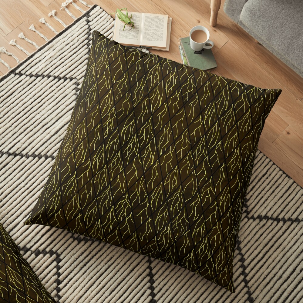 Earthen Scales, Golden Streams Floor Pillow