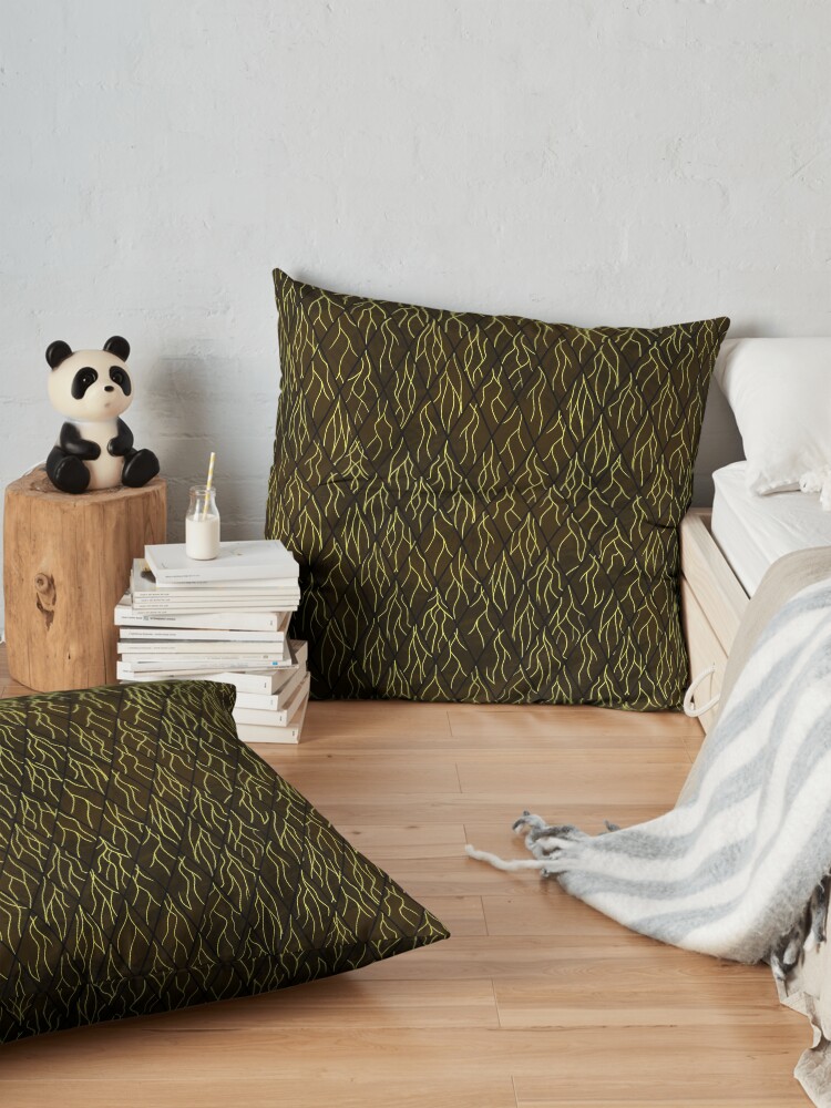 Alternate view of Earthen Scales, Golden Streams Floor Pillow