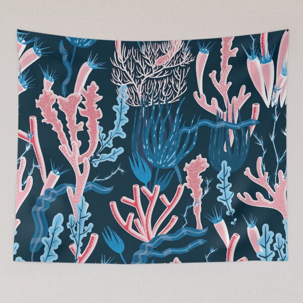 Item preview, Abstract Pink Corals and Blue Plants designed and sold by AnastasiaDesign.