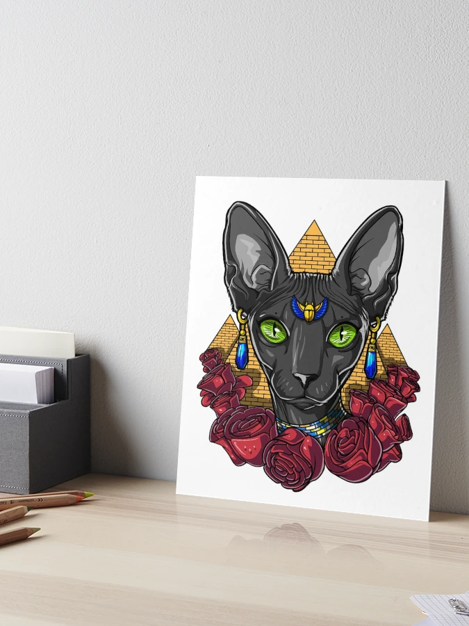 エジプト ビンテージポスター 猫 Bastet Cat by M. Azmy Bast Bastet Egyptian Cat Goddess Print Feline Mythology Sun