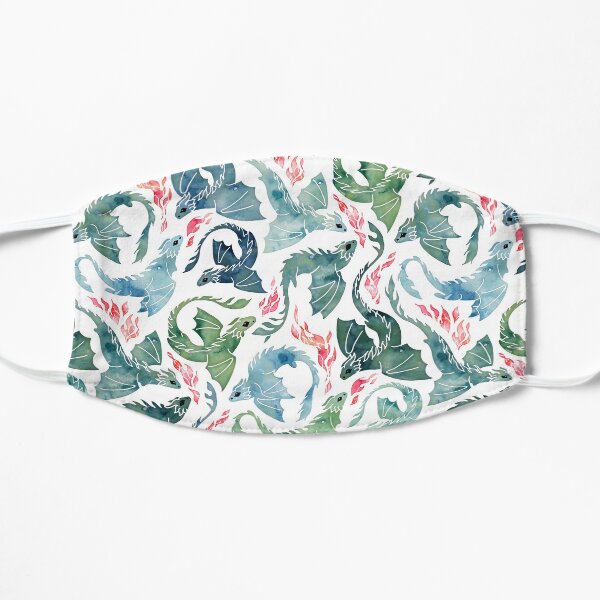 Dragon fire blue & green Flat Mask