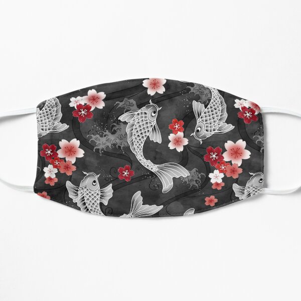 Koi sakura blossom in black Flat Mask