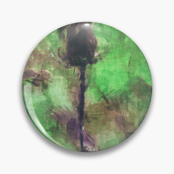 Item preview, Dark thistle growing in front of a green background painting designed and sold by Ingo Menhard.