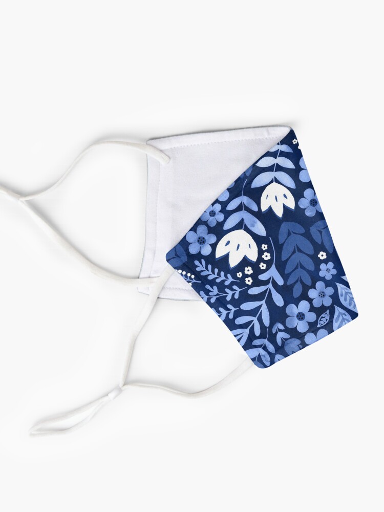 Alternate view of Dark blue watercolour floral Mask