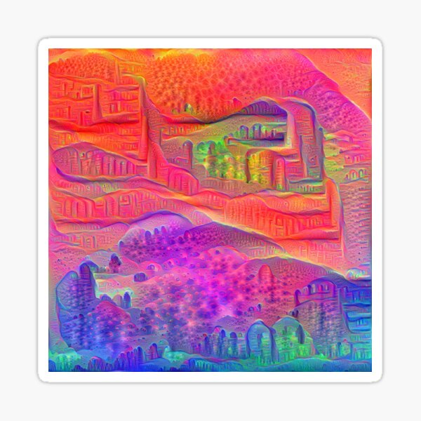 DeepDream Tomato Steelblue Sticker