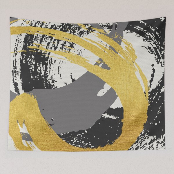 Item preview, Black and Gold Abstract Brush Strokes AP178-9 designed and sold by DuckyRubin.