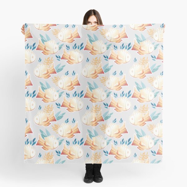 Taiyaki Fish Red Bean Cake Pattern | Japanese Sweets Illustration Scarf