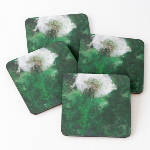 Item preview, White dandelion surrounded by green nature painting designed and sold by Ingo Menhard.
