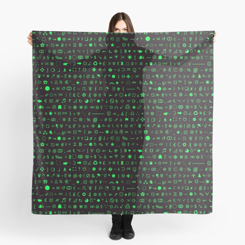 Esoteric Symbols Scarf Unicode Special Characters Green Terminal Scarf By Lingthusiasm Redbubble