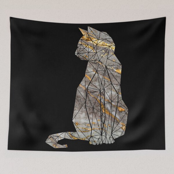 Item preview, Geometric Cat Gold Marble Texture designed and sold by KA DESIGNS.