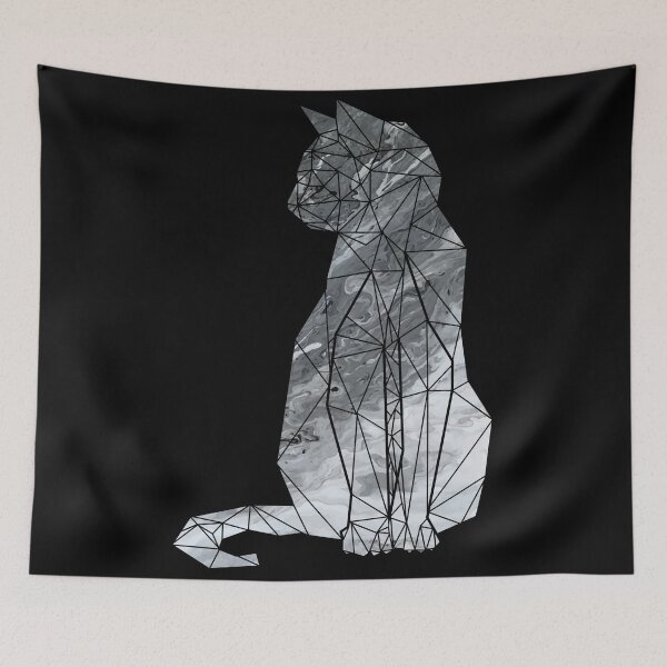 Item preview, Geometric Cat Silver Marble Texture designed and sold by KA DESIGNS.