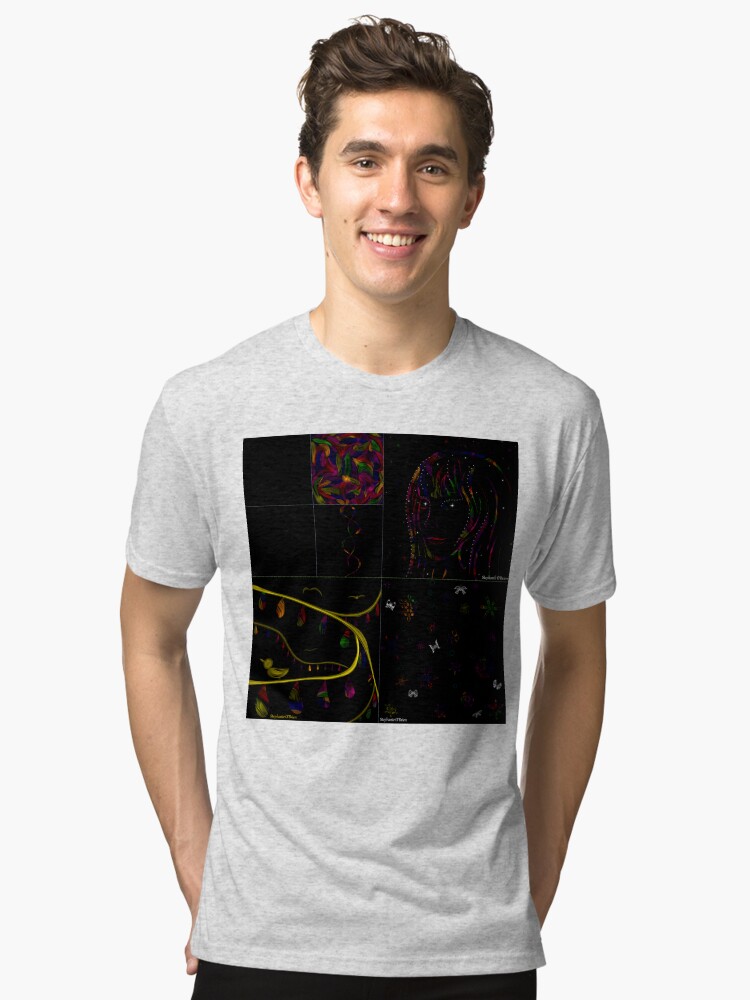 Thumbnail 1 of 7, Tri-blend T-Shirt, Subtracting Night from Rainbows, full collection designed and sold by StephOBrien.