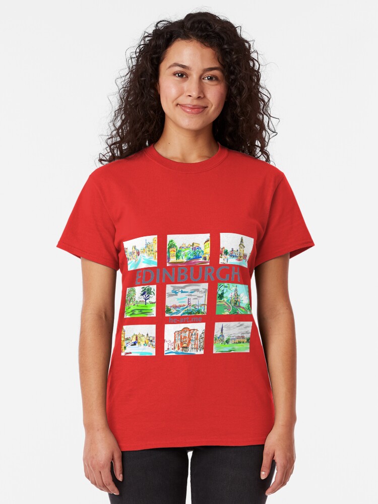 Alternate view of Edinburgh in a panel of 9 at full colour Classic T-Shirt