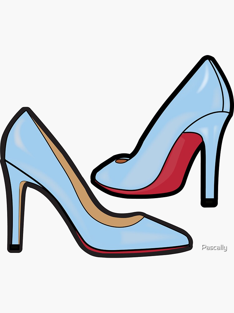 "Baby blue red bottom high heel pump shoes." Sticker by Pascally